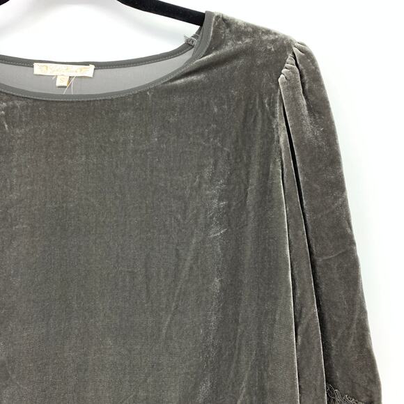 Gold Hawk Dress Women's Size S Velvet A-Line Midi Long Sleeve Dark Gray NWT - Picture 3 of 8